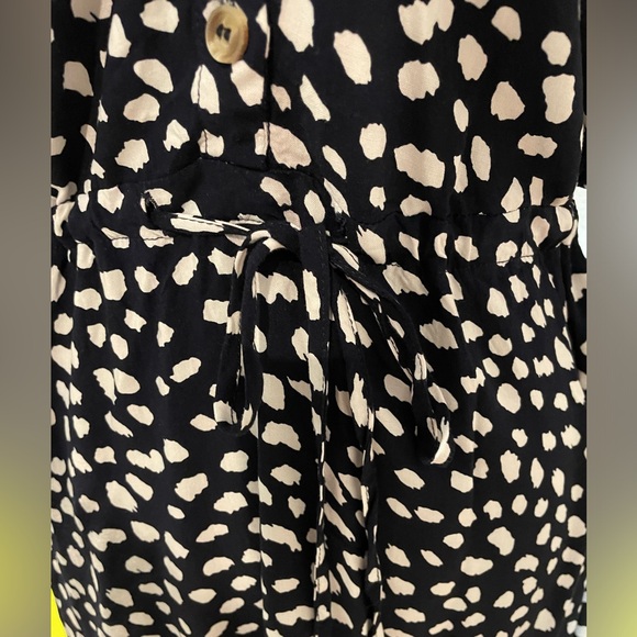 Women's | Midi Dress | Polka Dot | Small | Vintage Feel | Tie Waist | Black/Navy - Picture 8 of 16